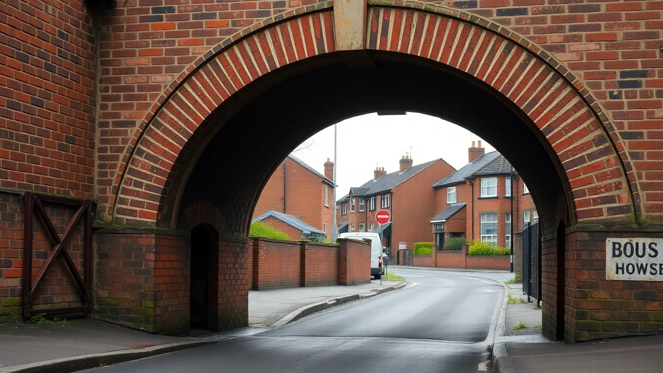 Victorian brick drainage arch under a Hull road, industrial heritage